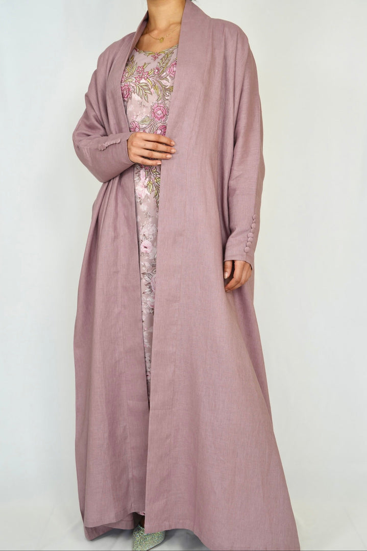 The Pink Rose - 100% Pure Linen Abaya