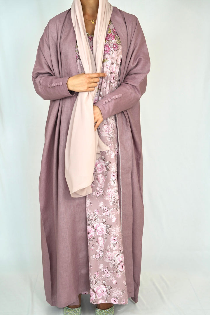 The Pink Rose - 100% Pure Linen Abaya