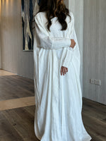 Load image into Gallery viewer, The White 100% Pure Linen Button Cuff Detail Abaya
