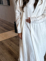 Load image into Gallery viewer, The White 100% Pure Linen Button Cuff Detail Abaya
