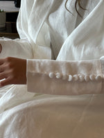 Load image into Gallery viewer, The White 100% Pure Linen Button Cuff Detail Abaya
