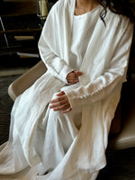 Load image into Gallery viewer, The White 100% Pure Linen Button Cuff Detail Abaya
