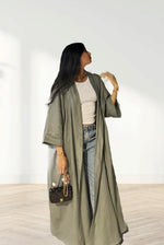 Load image into Gallery viewer, The Olive - 100% Pure Linen Abaya
