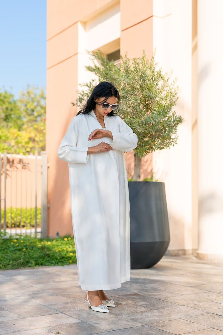 The White Crepe Blazer Abaya