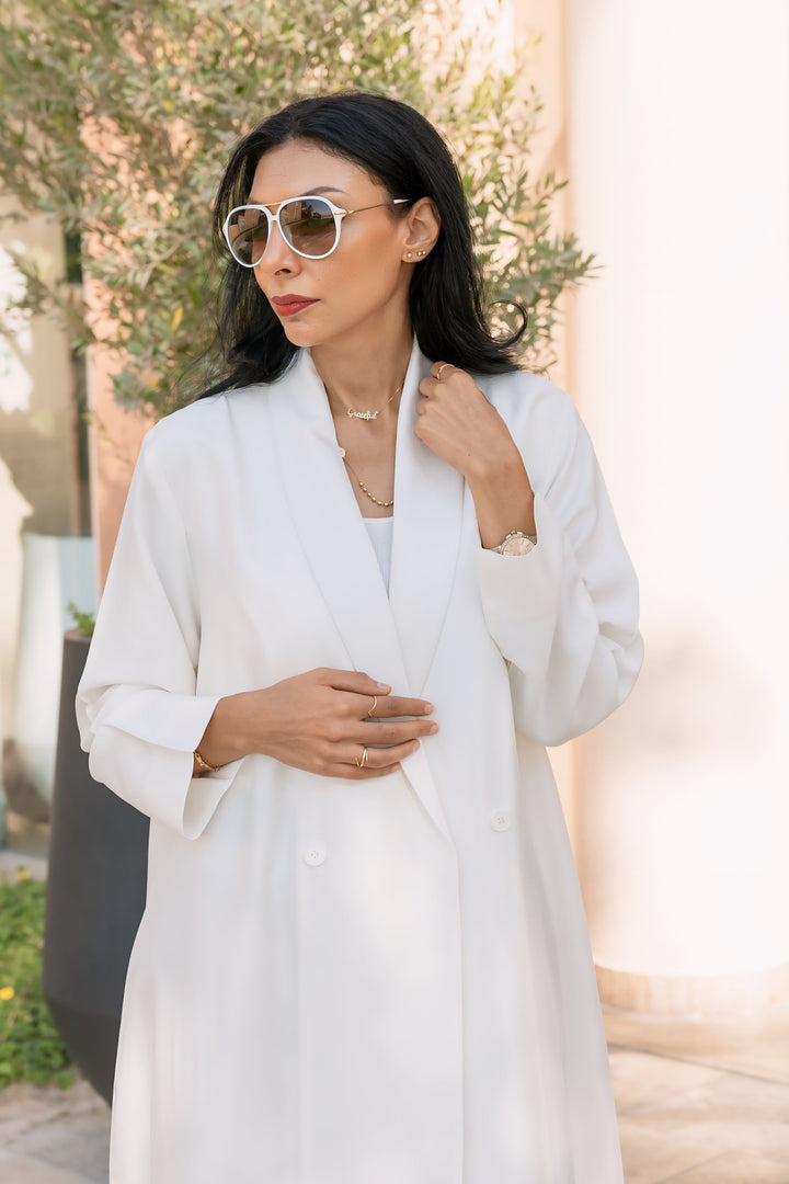 The White Crepe Blazer Abaya