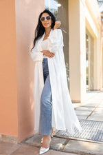 Load image into Gallery viewer, The White Orange Crepe Abaya with Buttoned Cuff Detail - Fabric Made from Orange Peel
